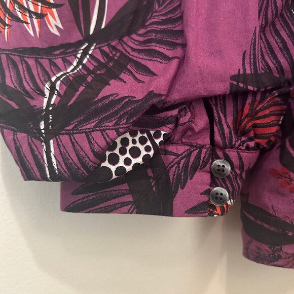 Desigual (collab. w/ Christian Lacroix) floral cropped blouse w/ back zip sz M - Picture 12 of 14